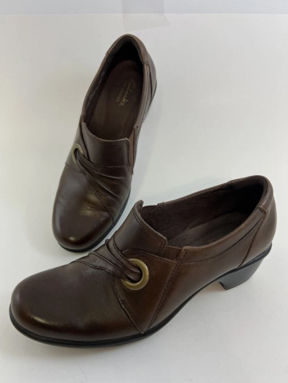 Clarks Bendables Brown Leather Booties  38479 loafers size 10M